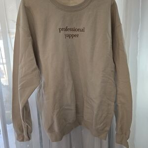 Gildan Beige 'professional yapper' Crewneck Sweatshirt